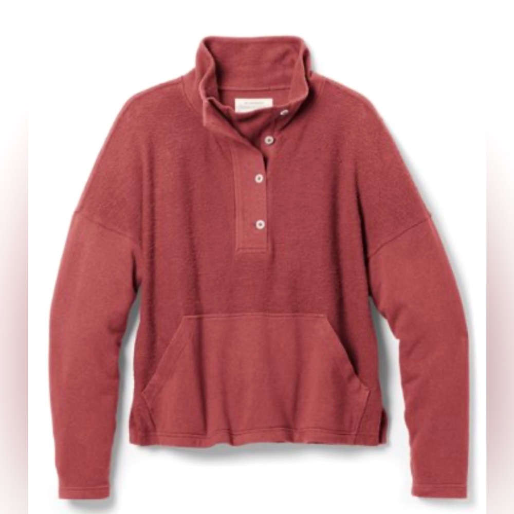Cooperative Rust-Red Button Pullover Hoodie